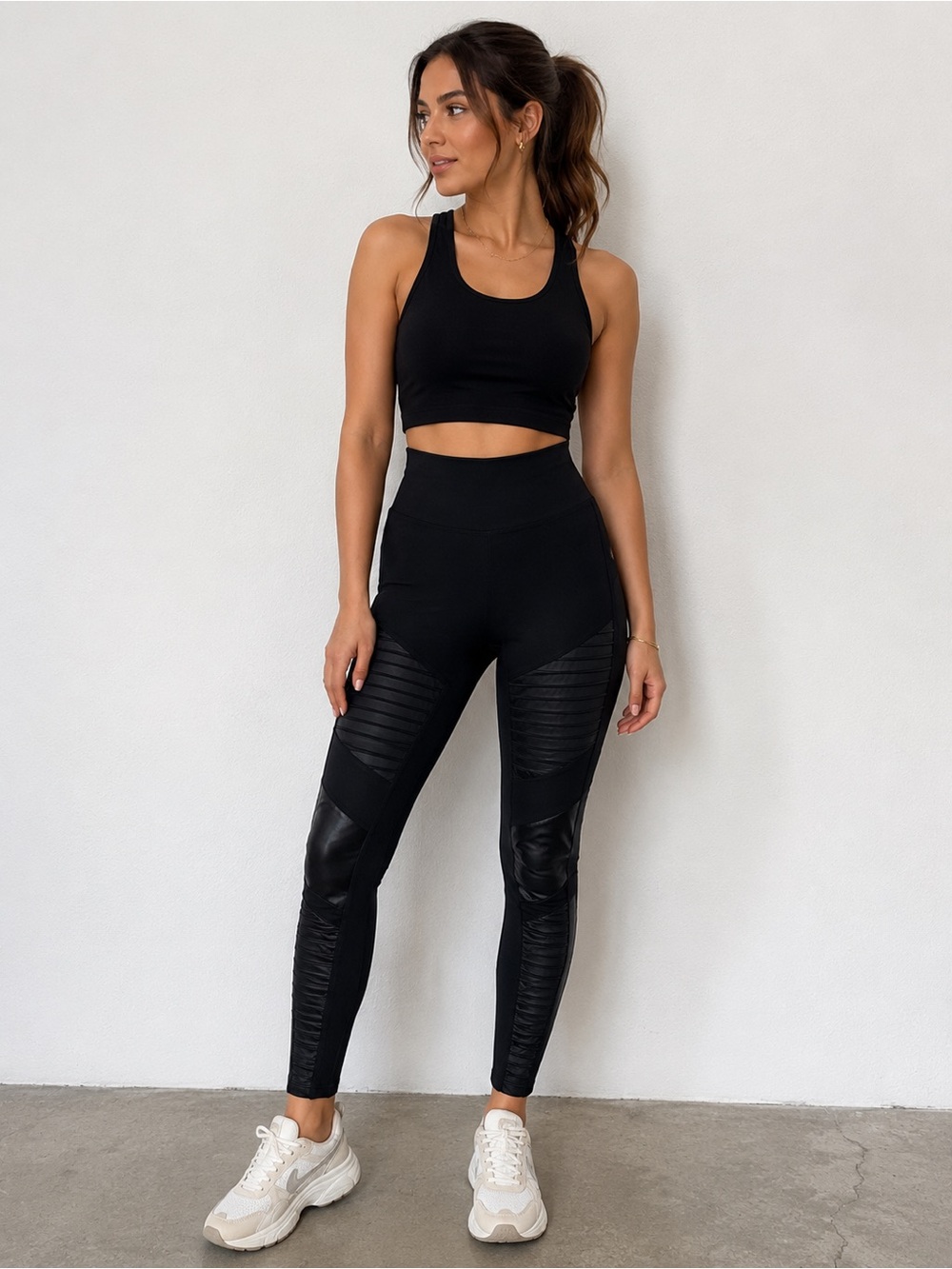 Alo Yoga High Waist Moto Leggings Black Ribbed Performance Leggings NWOT